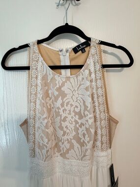 Lulu's Cream and White Lace Overlay Dress